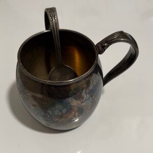 Vintage Silver Mug with Spoon